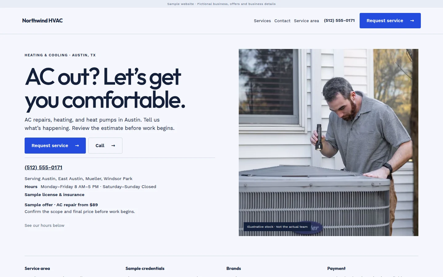 Northwind Comfort website design — fictional home services example